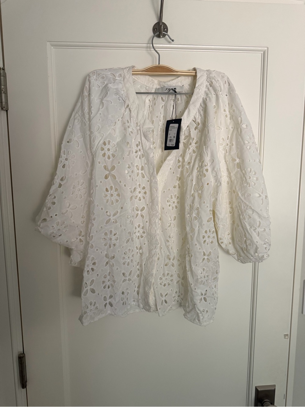 Joe's Jeans White Eyelet Peasant Blouse